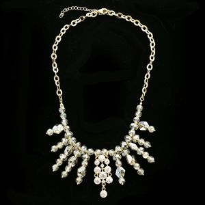 Luxury Crystal Faceted Necklace Gold NWOT